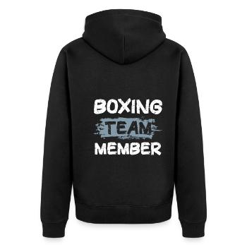 Boxing Team - Unisex Premium Bio Zip Hoodie - Schwarz - Hinten - Nico (187cm)