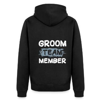 Groom Team - Unisex Premium Bio Zip Hoodie - Schwarz - Hinten - Nico (187cm)