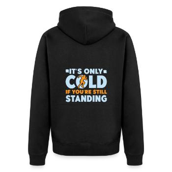Running Run Only Cold If You´re Standing Marathon - Unisex Premium Bio Zip Hoodie - Schwarz - Hinten - Nico (187cm)