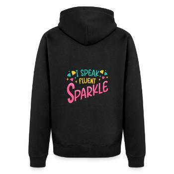 Diamond Painting Artist Speak Sparkle Diamond - Unisex Premium Bio Zip Hoodie - Schwarz - Hinten - Nico (187cm)
