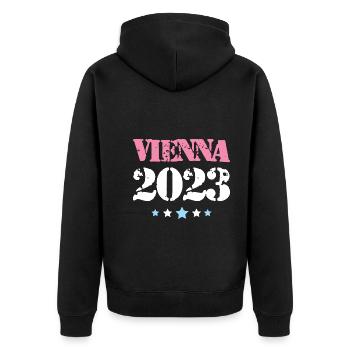 Vienna 2023 Wien - Unisex Premium Organic Zip Hoodie - black - Back - Nico (187cm)