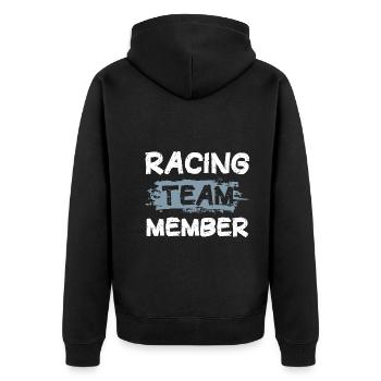 Racing Team - Unisex Premium Bio Zip Hoodie - Schwarz - Hinten - Nico (187cm)