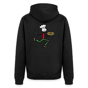 Pizzabäcker - Unisex Premium Bio Zip Hoodie - Schwarz - Hinten - Nico (187cm)