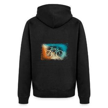vélo,vintage,illustration,coloré,rétro,graffiti - Veste à capuche bio Premium Unisexe - noir - Dos - Nico (187cm)
