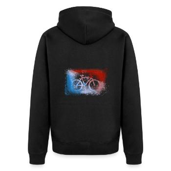 vélo,vintage,illustration,coloré,rétro,graffiti - Veste à capuche bio Premium Unisexe - noir - Dos - Nico (187cm)