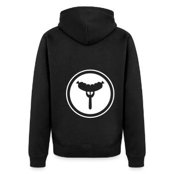 Sausage fork - Unisex Premium Organic Zip Hoodie - black - Back - Nico (187cm)
