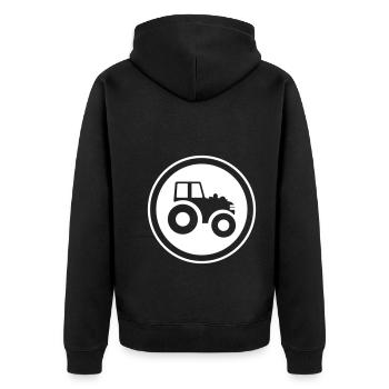Tractor Symbol - Unisex Premium Organic Zip Hoodie - black - Back - Nico (187cm)