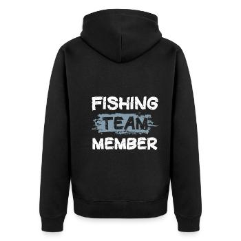 Fishing Team - Unisex Premium Organic Zip Hoodie - black - Back - Nico (187cm)