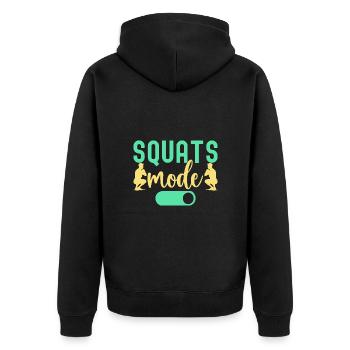 Fitness Fanatics Squats Mode On Calisthenics Gym - Unisex Premium Organic Zip Hoodie - black - Back - Nico (187cm)