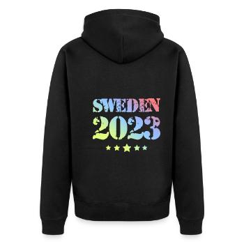 Suède 2023 - Veste à capuche bio Premium Unisexe - noir - Dos - Nico (187cm)