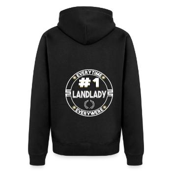 Landlady Nummer 1 das T-Shirt für die Vermieterin - Unisex Premium Bio Zip Hoodie - Schwarz - Hinten - Nico (187cm)