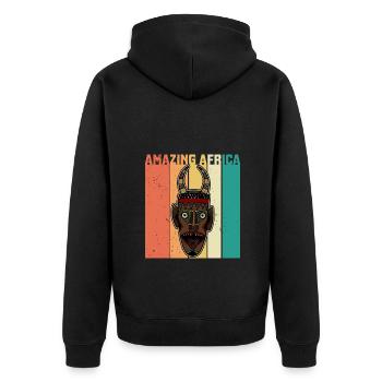 Africa Mask African Afro History - Unisex Premium Organic Zip Hoodie - black - Back - Nico (187cm)