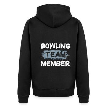 Bowling Team - Unisex Premium Bio Zip Hoodie - Schwarz - Hinten - Nico (187cm)