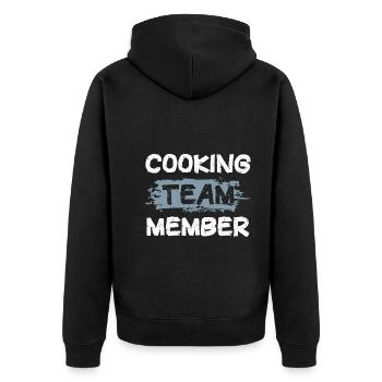 Cooking Team - Unisex Premium Organic Zip Hoodie - black - Back - Nico (187cm)