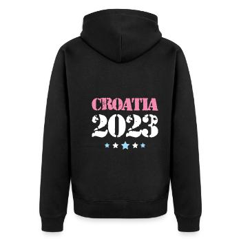 Croatia 2023 - Unisex Premium Organic Zip Hoodie - black - Back - Nico (187cm)