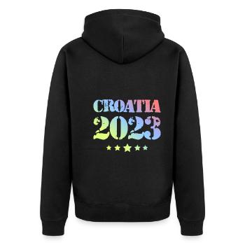 Croatia 2023 - Unisex Premium Organic Zip Hoodie - black - Back - Nico (187cm)