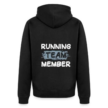 Running Team - Unisex Premium Organic Zip Hoodie - black - Back - Nico (187cm)