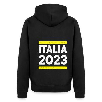 Italia 2023 - Unisex Premium Bio Zip Hoodie - Schwarz - Hinten - Nico (187cm)
