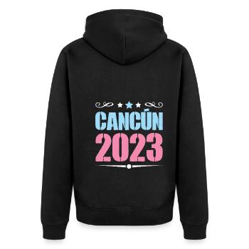 Cancun 2023 - Unisex Premium Organic Zip Hoodie - black - Back - Nico (187cm)