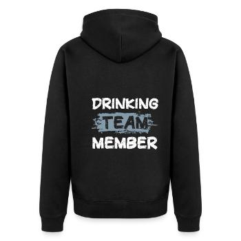 Drinking Team - Unisex Premium Organic Zip Hoodie - black - Back - Nico (187cm)