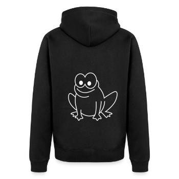 Frog Comic Animal - Unisex Premium Organic Zip Hoodie - black - Back - Nico (187cm)