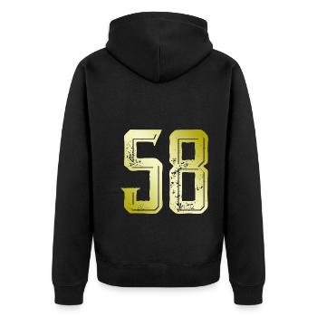 58 number symbol - Unisex Premium Organic Zip Hoodie - black - Back - Nico (187cm)