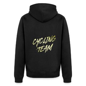 Cycling Team - Unisex Premium Organic Zip Hoodie - black - Back - Nico (187cm)