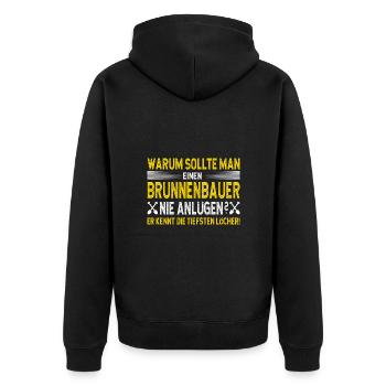 Well builder Spruch he knows the deepest holes - Unisex Premium Organic Zip Hoodie - black - Back - Nico (187cm)