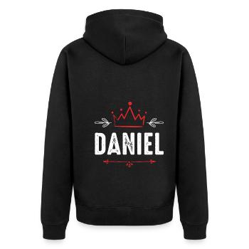 Daniel - Unisex Premium Bio Zip Hoodie - Schwarz - Hinten - Nico (187cm)