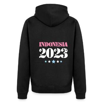 Indonesia 2023 - Unisex Premium Bio Zip Hoodie - Schwarz - Hinten - Nico (187cm)