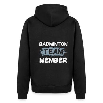 Badminton Team - Unisex Premium Bio Zip Hoodie - Schwarz - Hinten - Nico (187cm)