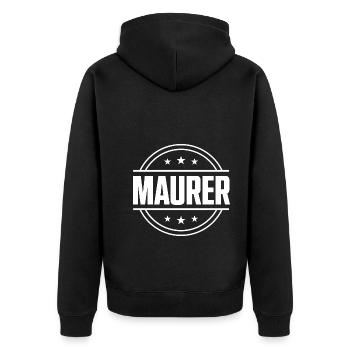 Maurer Beruf - Unisex Premium Bio Zip Hoodie - Schwarz - Hinten - Nico (187cm)