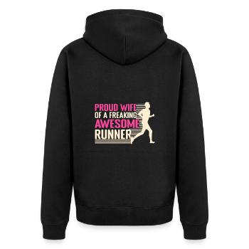 Courir fière épouse d’un marathonien génial - Veste à capuche bio Premium Unisexe - noir - Dos - Nico (187cm)