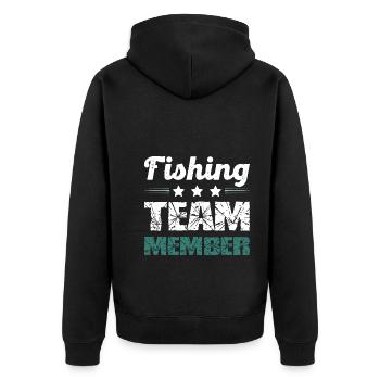 Fishing Team - Unisex Premium Bio Zip Hoodie - Schwarz - Hinten - Nico (187cm)