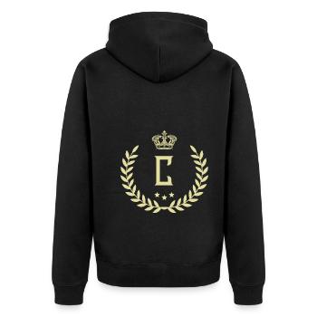 C Buchstabe Kranz - Unisex Premium Bio Zip Hoodie - Schwarz - Hinten - Nico (187cm)