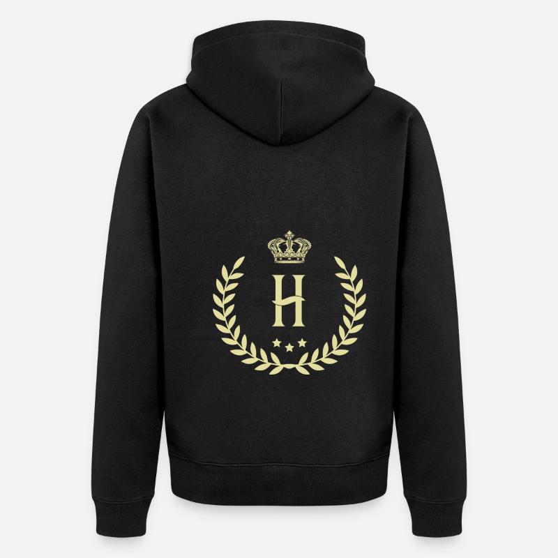 Couronne de lettres H - Veste à capuche bio Premium Unisexe - noir