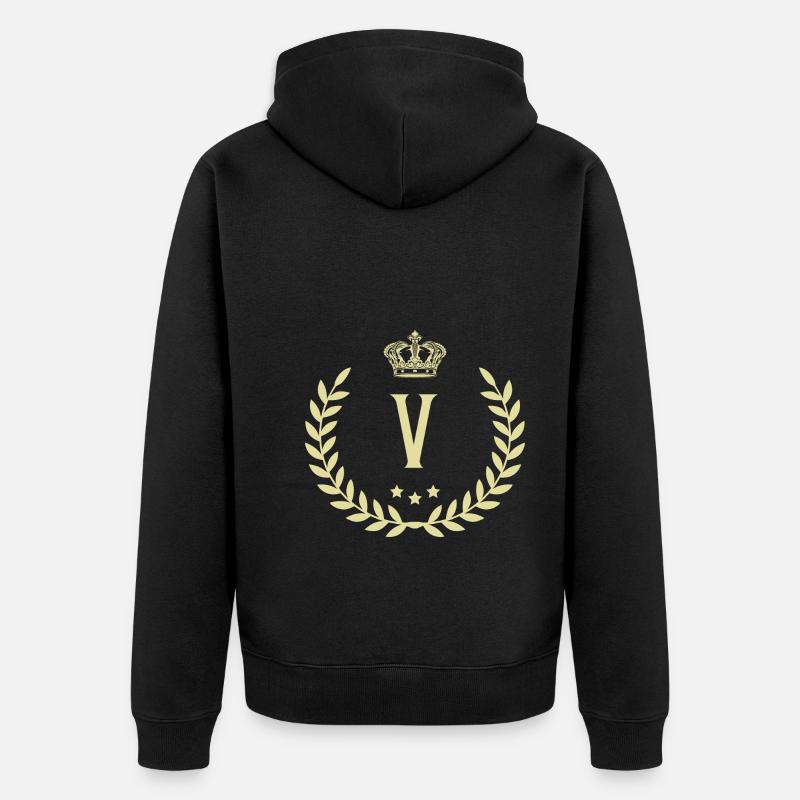 V Buchstabe Kranz - Unisex Premium Bio Zip Hoodie - Schwarz