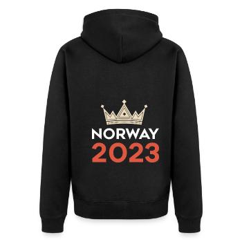Norway 2023 - Unisex Premium Bio Zip Hoodie - Schwarz - Hinten - Nico (187cm)