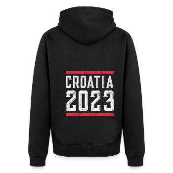 Croatia 2023 - Unisex Premium Organic Zip Hoodie - black - Back - Nico (187cm)