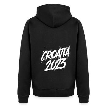 Croatia 2023 - Unisex Premium Bio Zip Hoodie - Schwarz - Hinten - Nico (187cm)