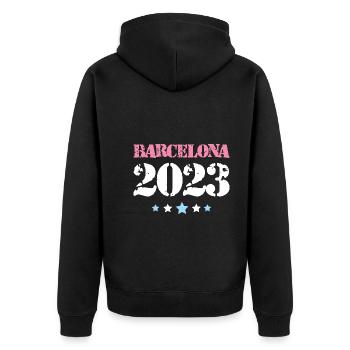 Barcelone 2023 - Veste à capuche bio Premium Unisexe - noir - Dos - Nico (187cm)