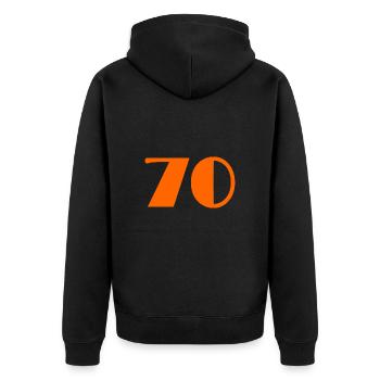 70. 70 YEARS. 70TH ANNIVERSARY. BIRTHDAY 70 YEARS. - Unisex Premium Organic Zip Hoodie - black - Back - Nico (187cm)