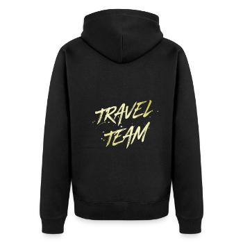 Travel Team - Unisex Premium Bio Zip Hoodie - Schwarz - Hinten - Nico (187cm)