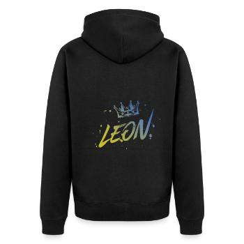 Leon - Unisex Premium Bio Zip Hoodie - Schwarz - Hinten - Nico (187cm)