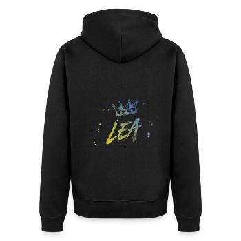 Leah - Unisex Premium Organic Zip Hoodie - black - Back - Nico (187cm)