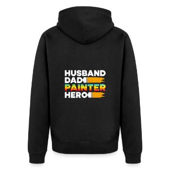 House Painter Dad Unique Gifts - Unisex Premium Bio Zip Hoodie - Schwarz - Hinten - Nico (187cm)