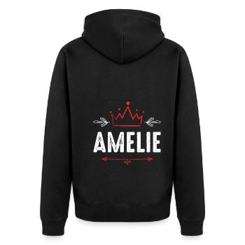 Amelie - Unisex Premium Bio Zip Hoodie - Schwarz - Hinten - Nico (187cm)
