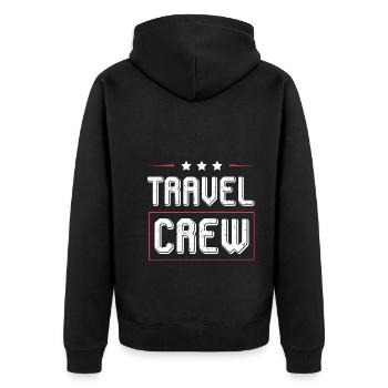 Travel Crew - Unisex Premium Bio Zip Hoodie - Schwarz - Hinten - Nico (187cm)