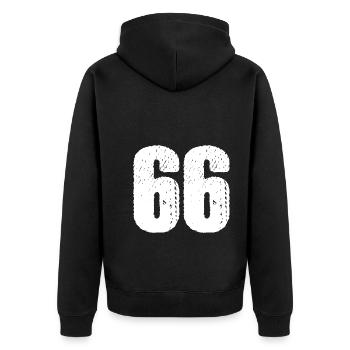 Maillot à 66 numéros - Veste à capuche bio Premium Unisexe - noir - Dos - Nico (187cm)