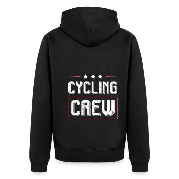 Cycling Crew - Unisex Premium Bio Zip Hoodie - Schwarz - Hinten - Nico (187cm)
